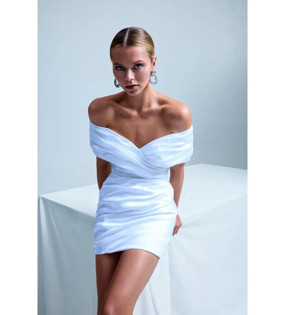 Kyha Studios Yves Mini Dress Bright Ivory Size 2/AU 8 for rent on The Volte - main image