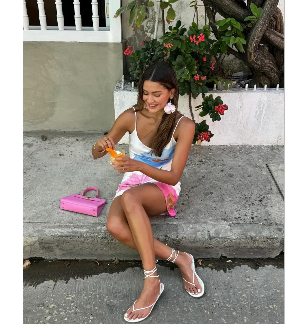 With Harper Lu Low Back Mini Dress in Azure Poppy Size S / AU 8 for rent on The Volte - main image