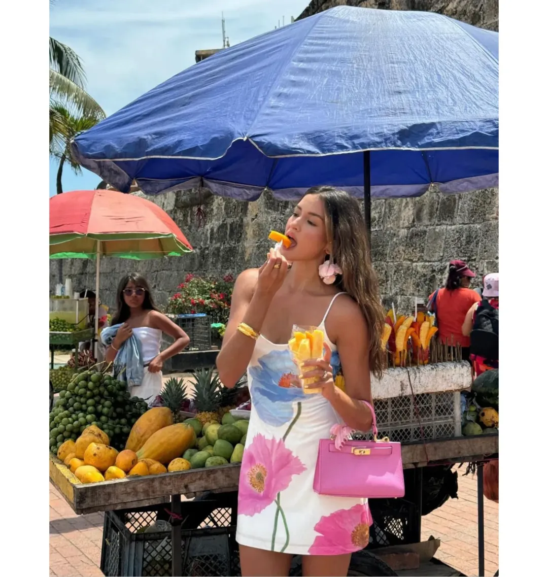 With Harper Lu Low Back Mini Dress in Azure Poppy Size S / AU 8 for rent on The Volte - main image