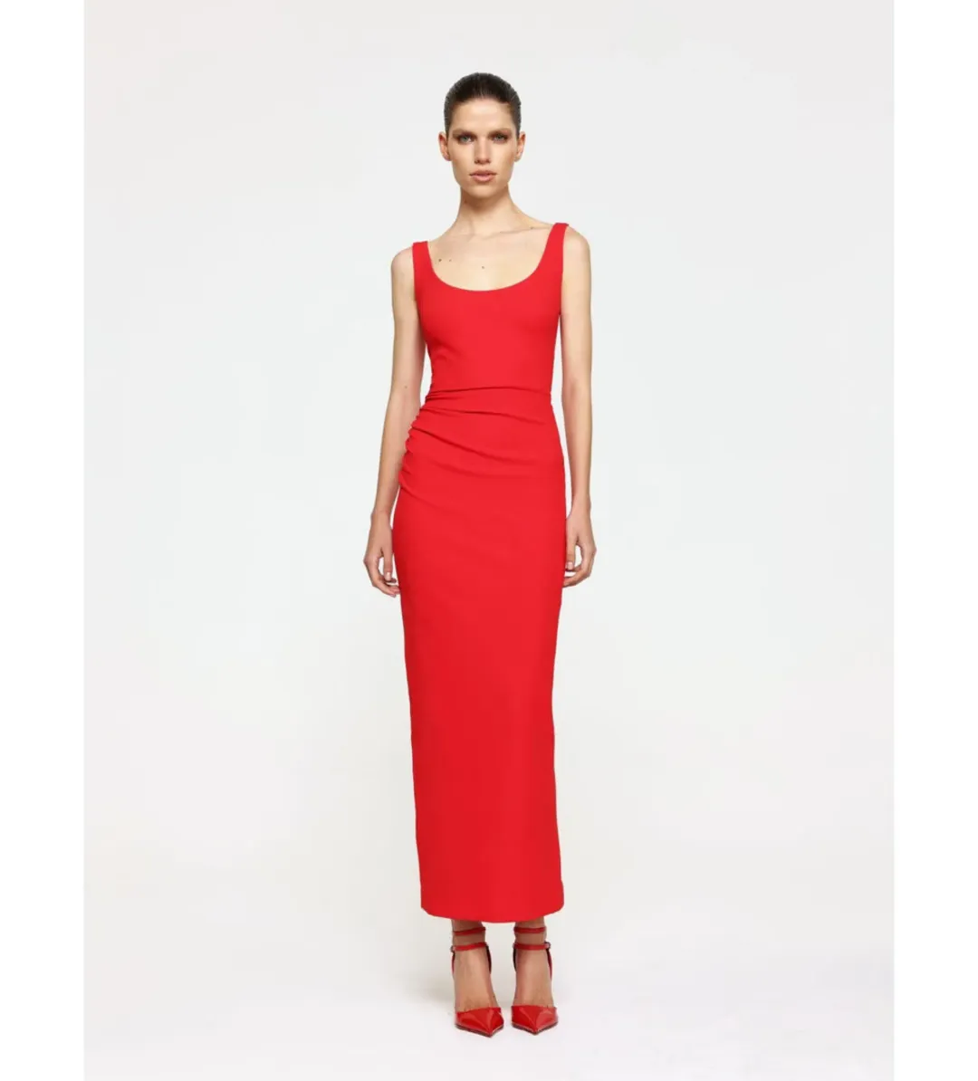 Effie Kats Gable Midi Dress Cherry Red Size 12 for rent on The Volte - main image