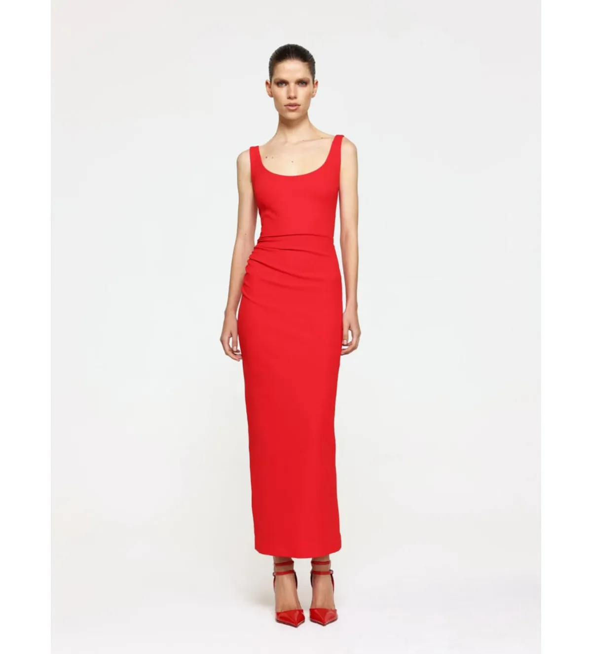 Effie Kats Gable Midi Dress Cherry Red Size 12 for rent on The Volte - main image