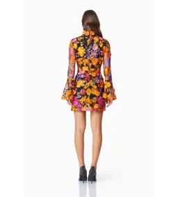 Elliatt Alessandra Floral Long Sleeve Mini Dress In Orange Size 12 for rent on The Volte - image 2