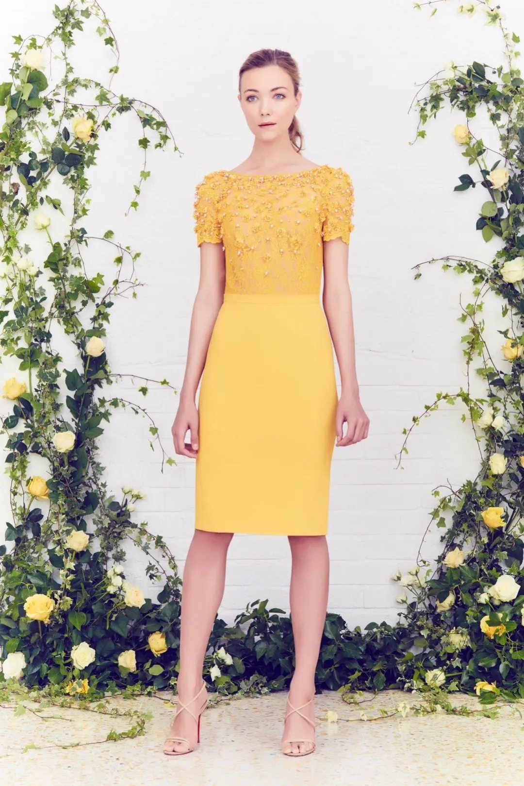 Jenny Packham Embellished Bodice Cocktail Dress Yellow Size 12 for rent on The Volte - main image