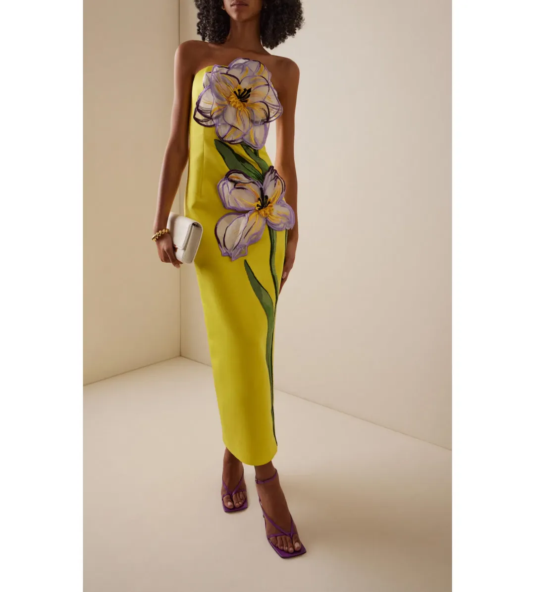 Leo Lin Rayna Iris Print in Yellow Size 6  for rent on The Volte - main image