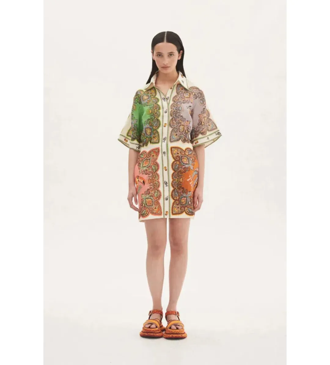 Alemais Trippy Troppo Mini Shirt Dress Multi Size 6  for rent on The Volte - main image