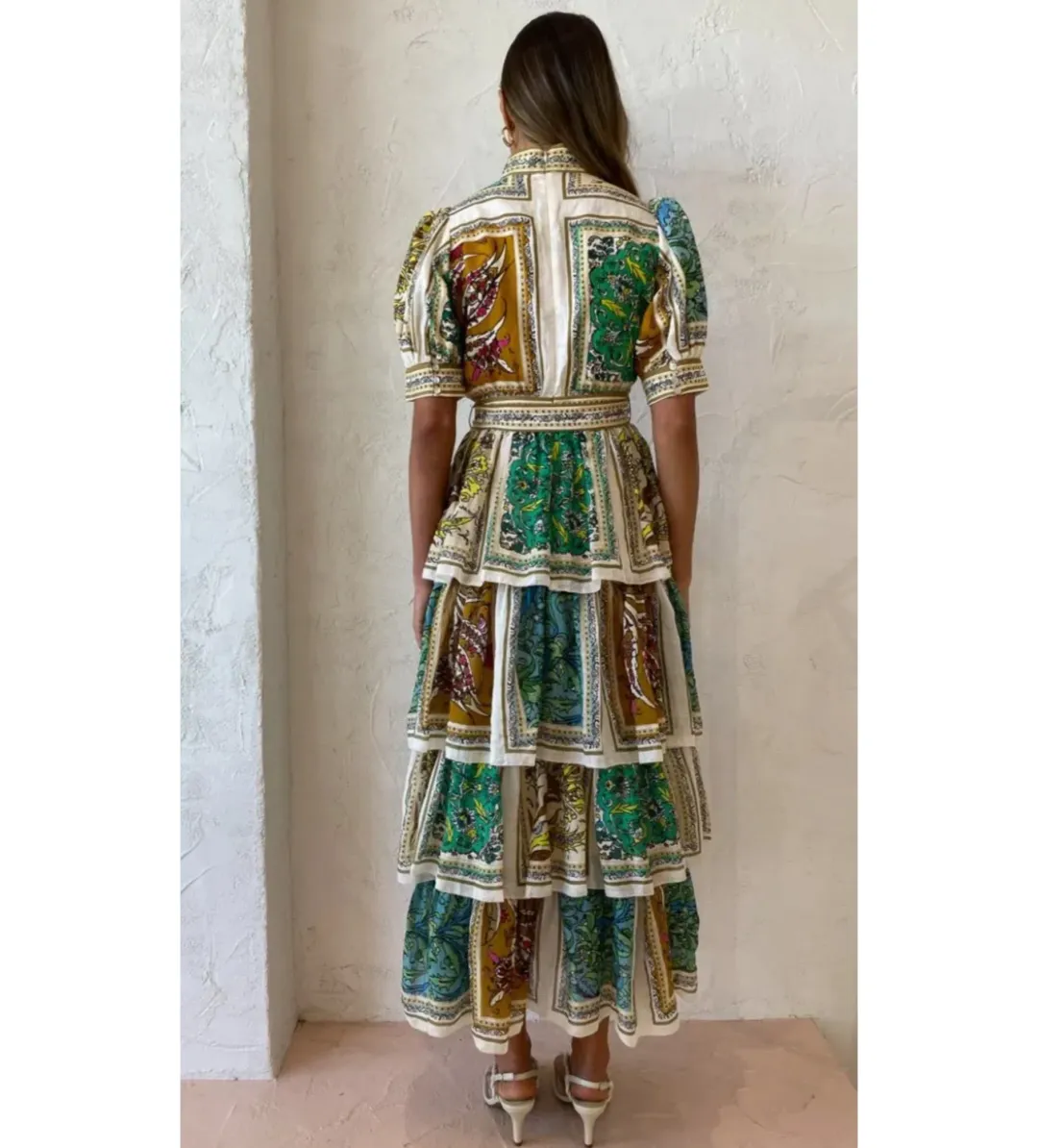 Alemais Delphine Tiered Midi Dress Multi Size 10  for rent on The Volte - main image