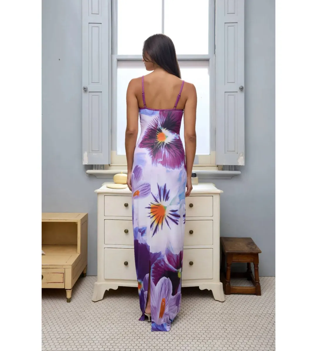 With Harper Lu Slip Maxi Dress Indigo Blossom Size S/AU 8 for rent on The Volte - main image