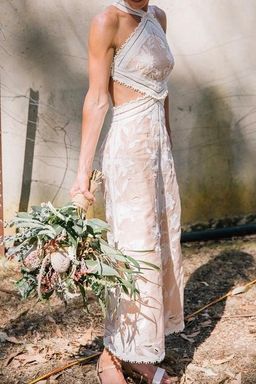 Zimmermann Corsage Lily Midi Halter Dress Cream/Nude Size 0 for rent on The Volte - image 6