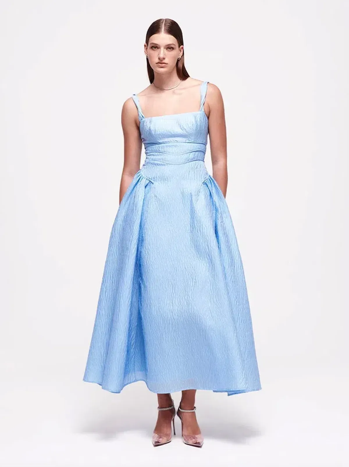 Rachel Gilbert Sophy Strap Midi Dress Blue Size 12 for rent on The Volte - main image