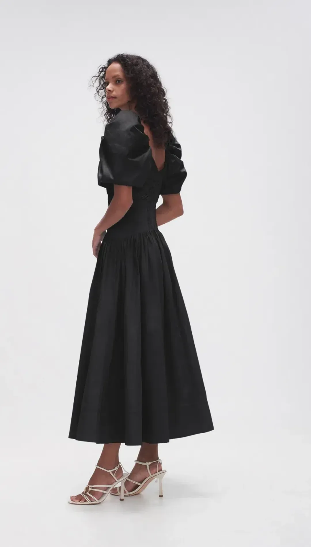 Aje Gabrielle Plunge Midi Dress Black Size 8 for rent on The Volte - main image