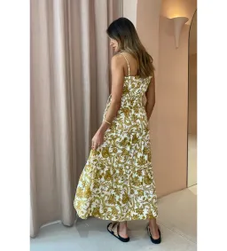 Shona Joy Saffron Shirred Tiered Midi Dress Size XS/ AU 6 for rent on The Volte - image 3