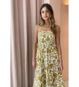 Shona Joy Saffron Shirred Tiered Midi Dress Size XS/ AU 6 for rent on The Volte - image 4