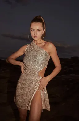 Sonya Moda Nour Mini Dress Gold Sequins Size XS/ AU 6 for rent on The Volte - image 3