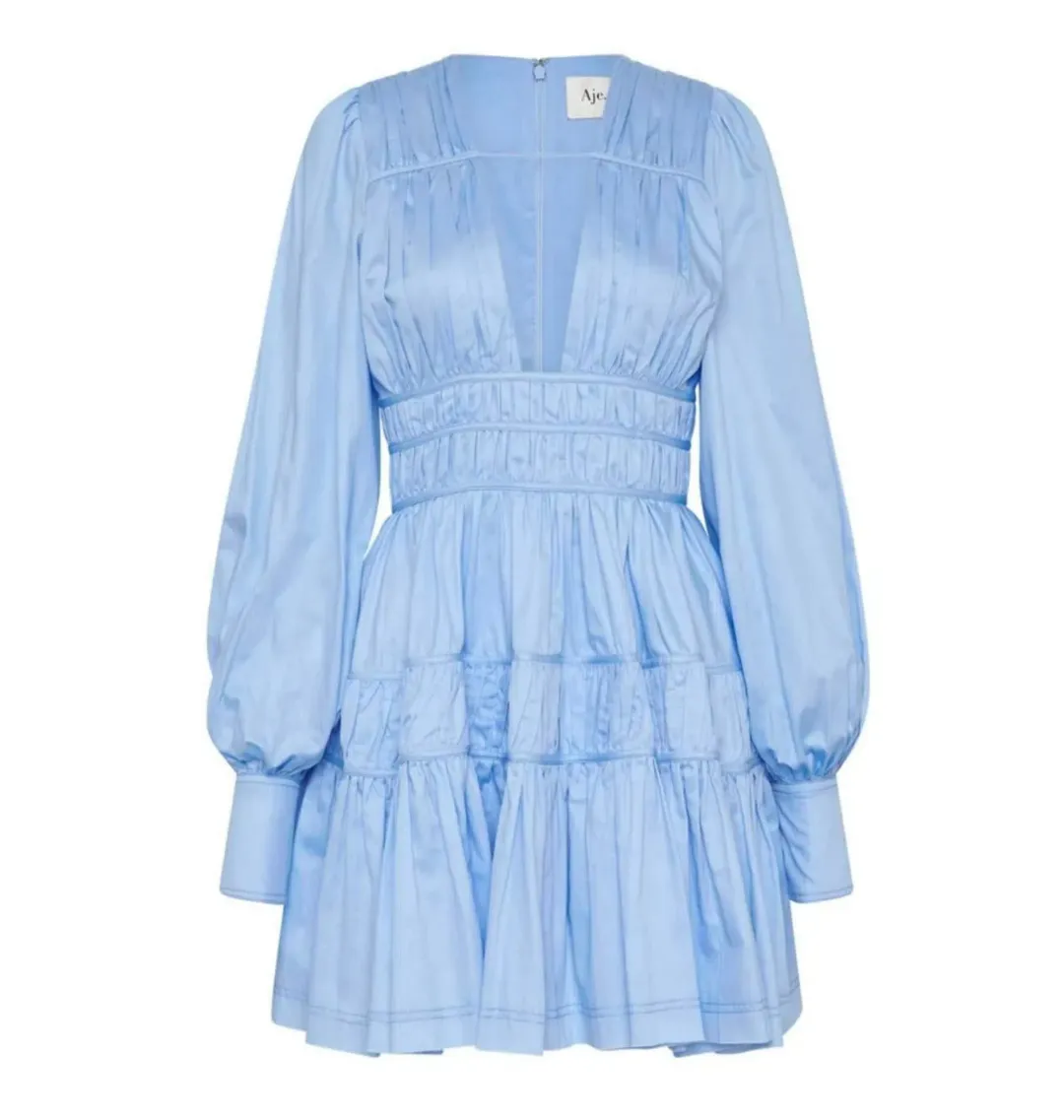 Aje Fallingwater Mini Dress Blue Size 16 for rent on The Volte - main image