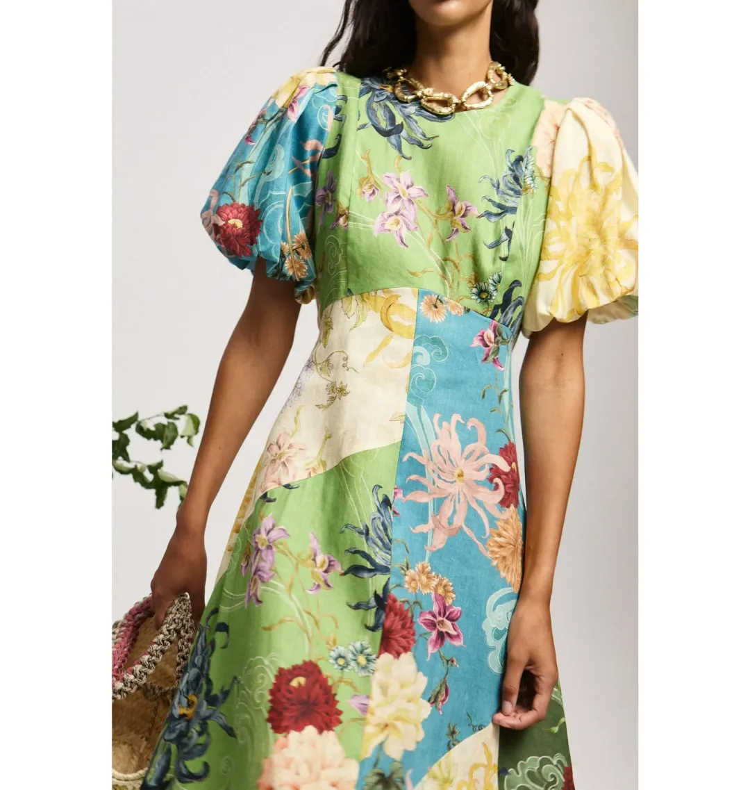 Alemais Avery Spliced Midi Dress Multi Size 16 for rent on The Volte - main image