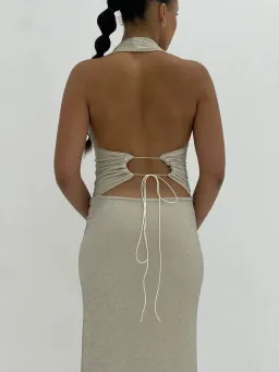 Deconduarte Astor Maxi Dress in Silver Size XS/AU6 for rent on The Volte - image 2