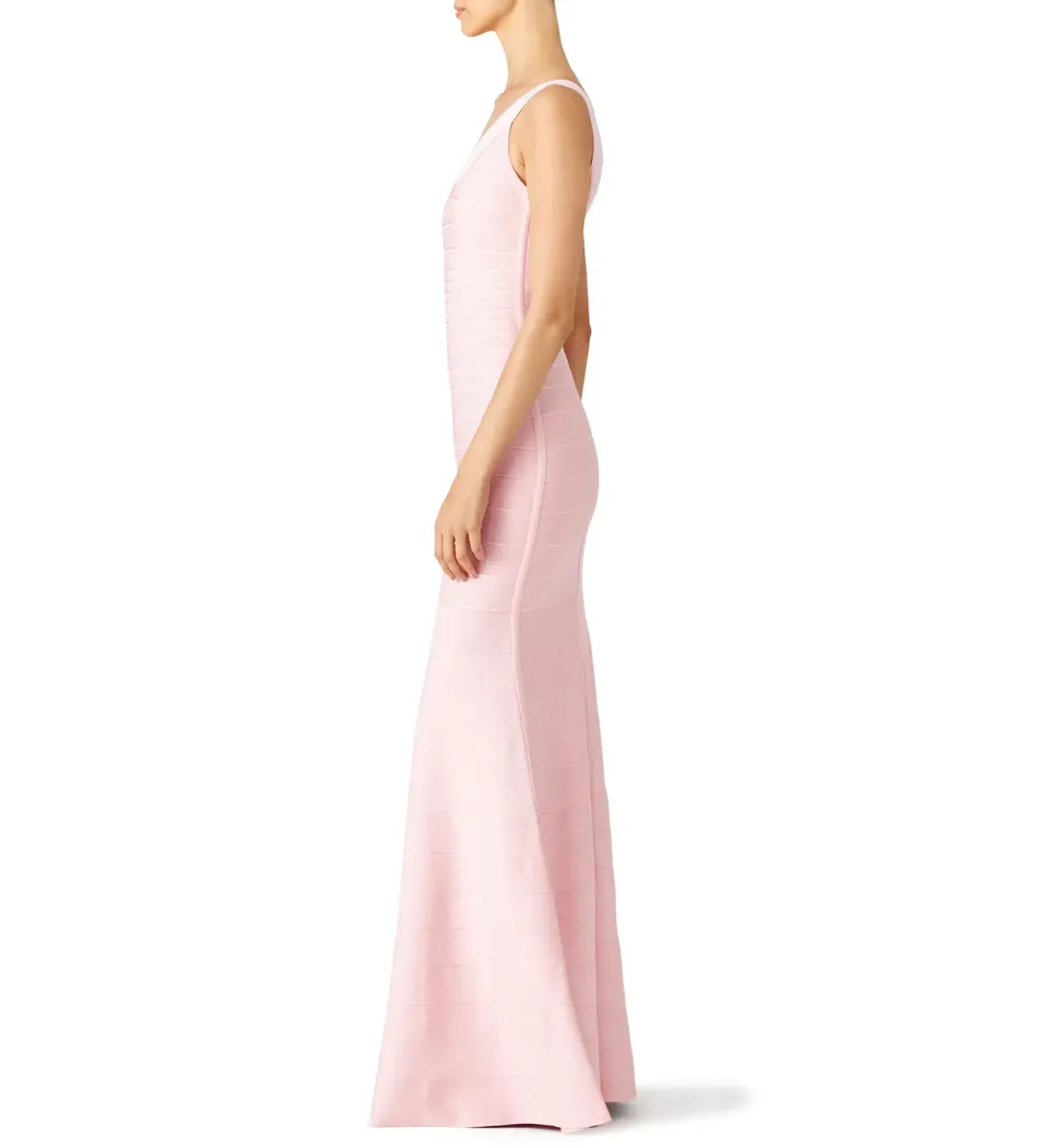 Herve Leger Ellen Bandage Gown Light Pink Size 6/S for rent on The Volte - main image