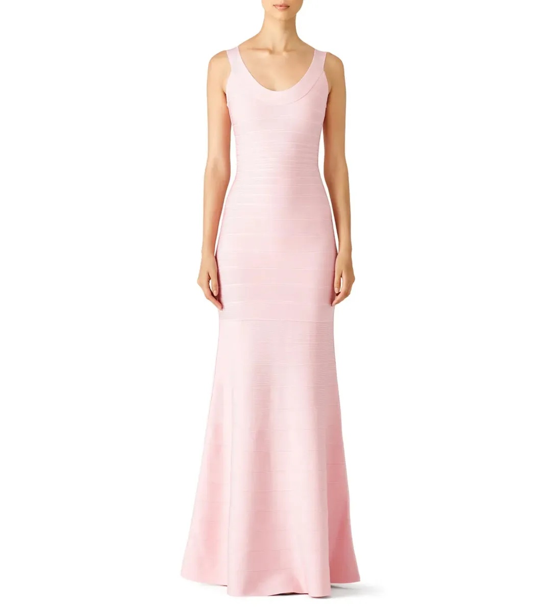 Herve Leger Ellen Bandage Gown Light Pink Size 6/S for rent on The Volte - main image