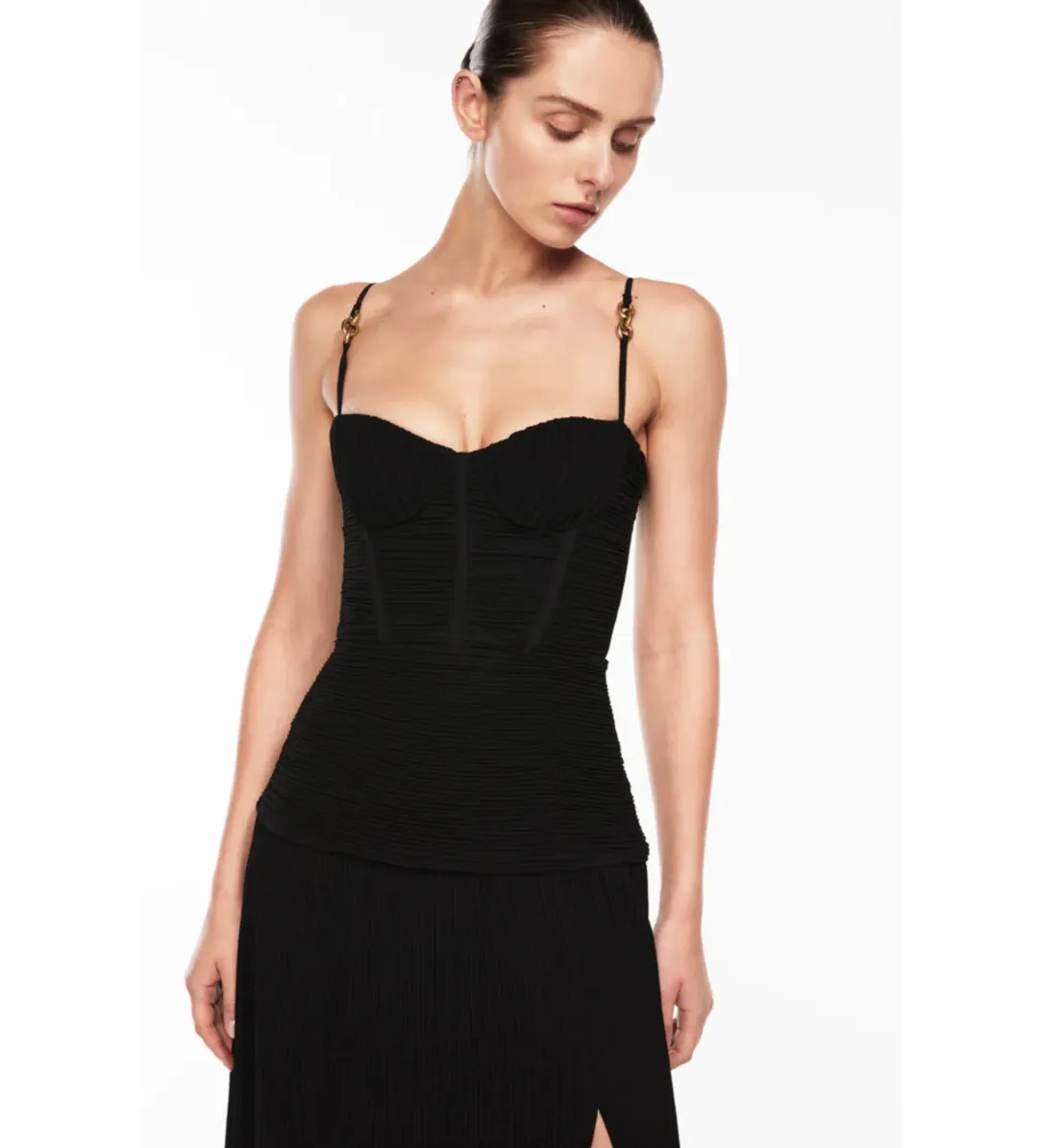 Manning Cartell Double Time Pleat Maxi Dress Black Size AU 8 for rent on The Volte - main image