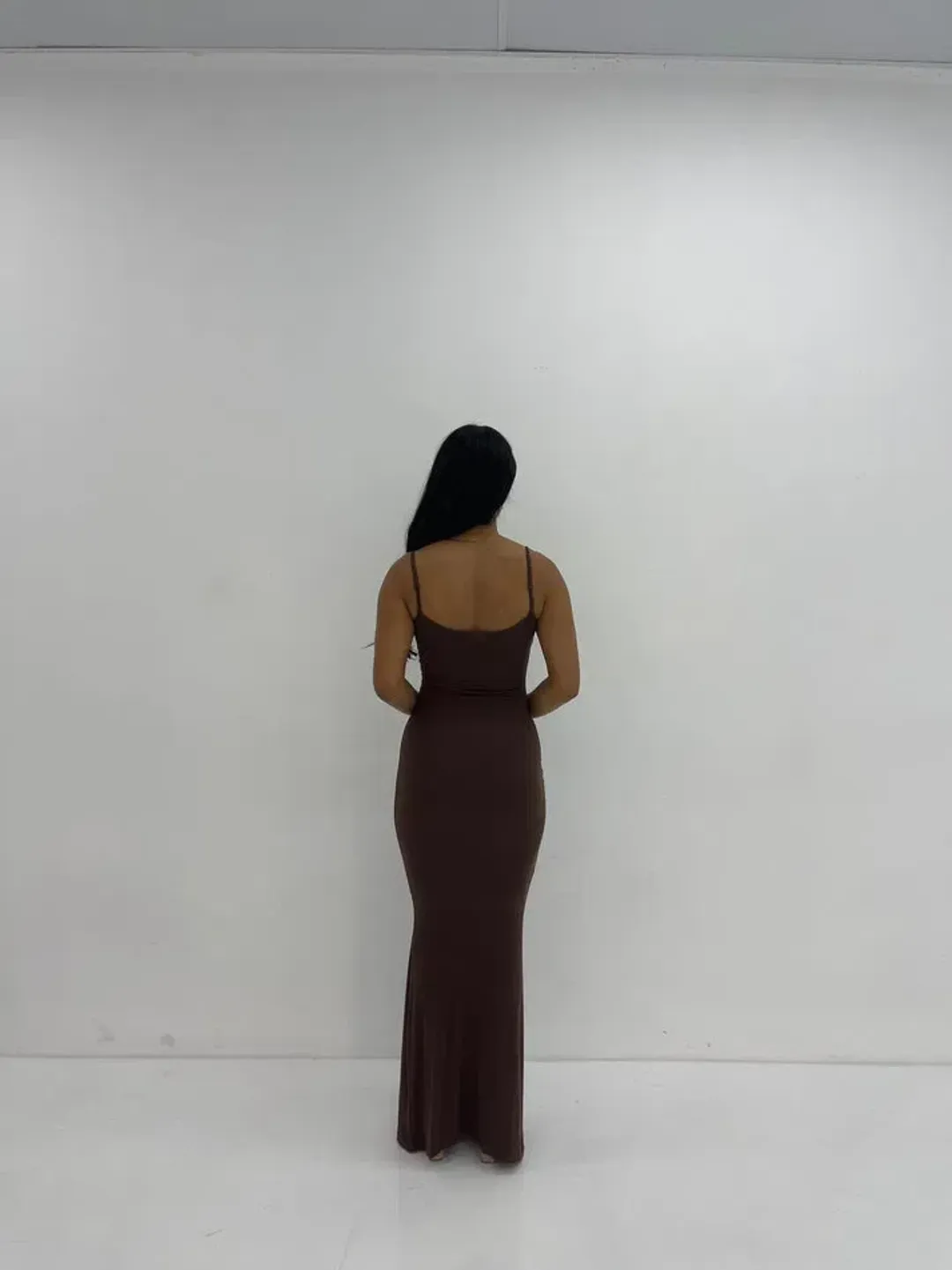 Skims Soft Lounge Long Slip Dress Maxi Brown Size 10/S for rent on The Volte - main image