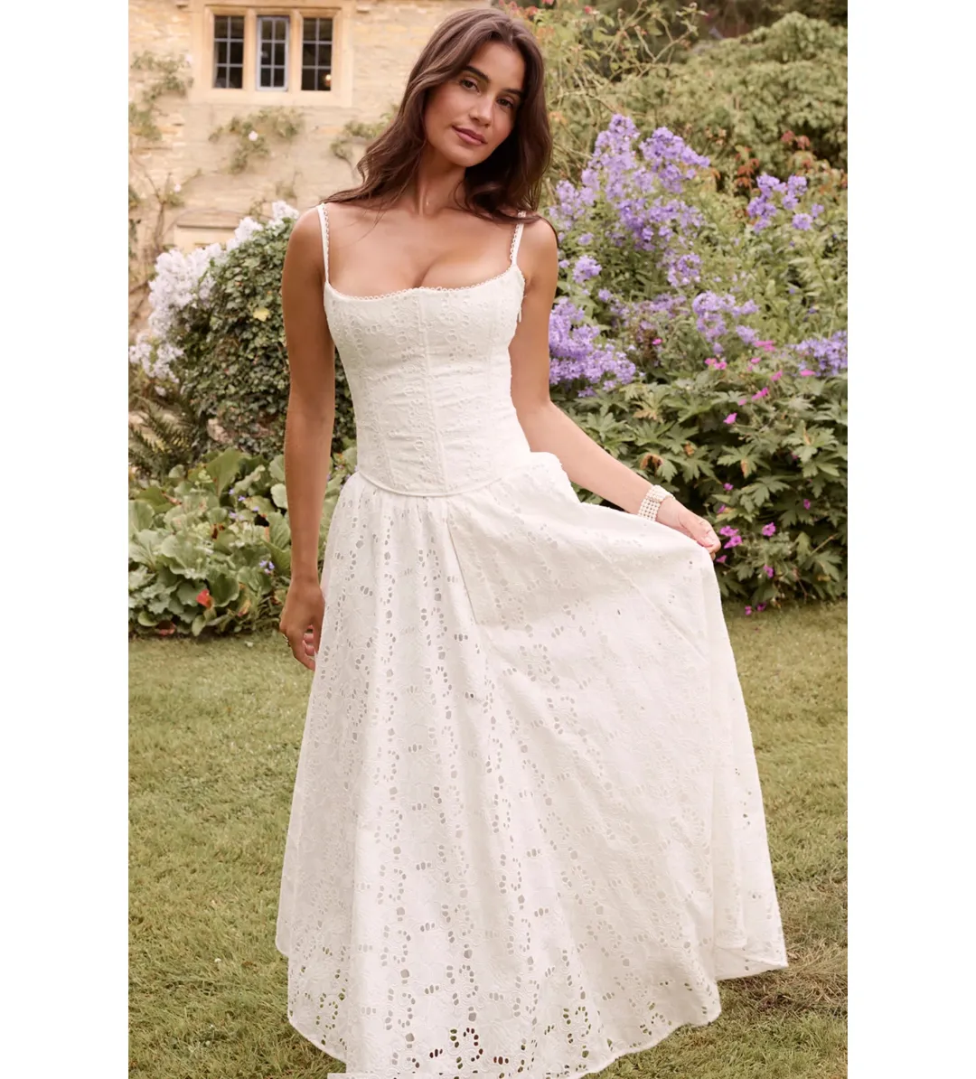 House of CB Francine Maxi Skirt & Lorina Corset Set White Size M/10-12 for rent on The Volte - main image