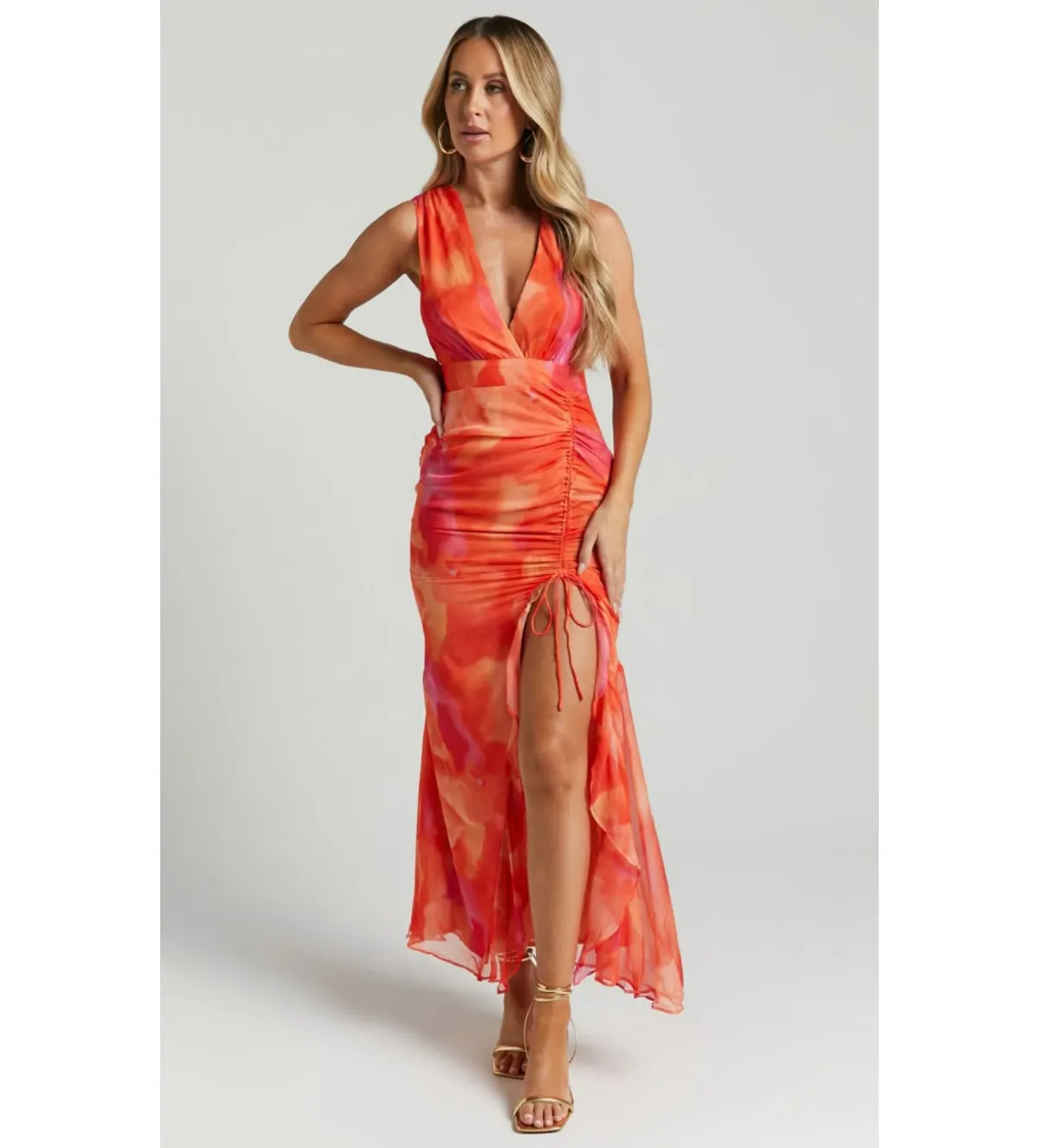 Talulah Ibiza Dress in Orange Floral Size 12 / L for rent on The Volte - main image