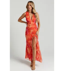 Talulah Ibiza Dress in Orange Floral Size 12 / L for rent on The Volte - image 1