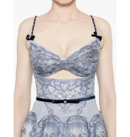 Zimmermann Crush Twist Front Dress in Blue Lace Print Size 0P / AU 6  for rent on The Volte - image 2