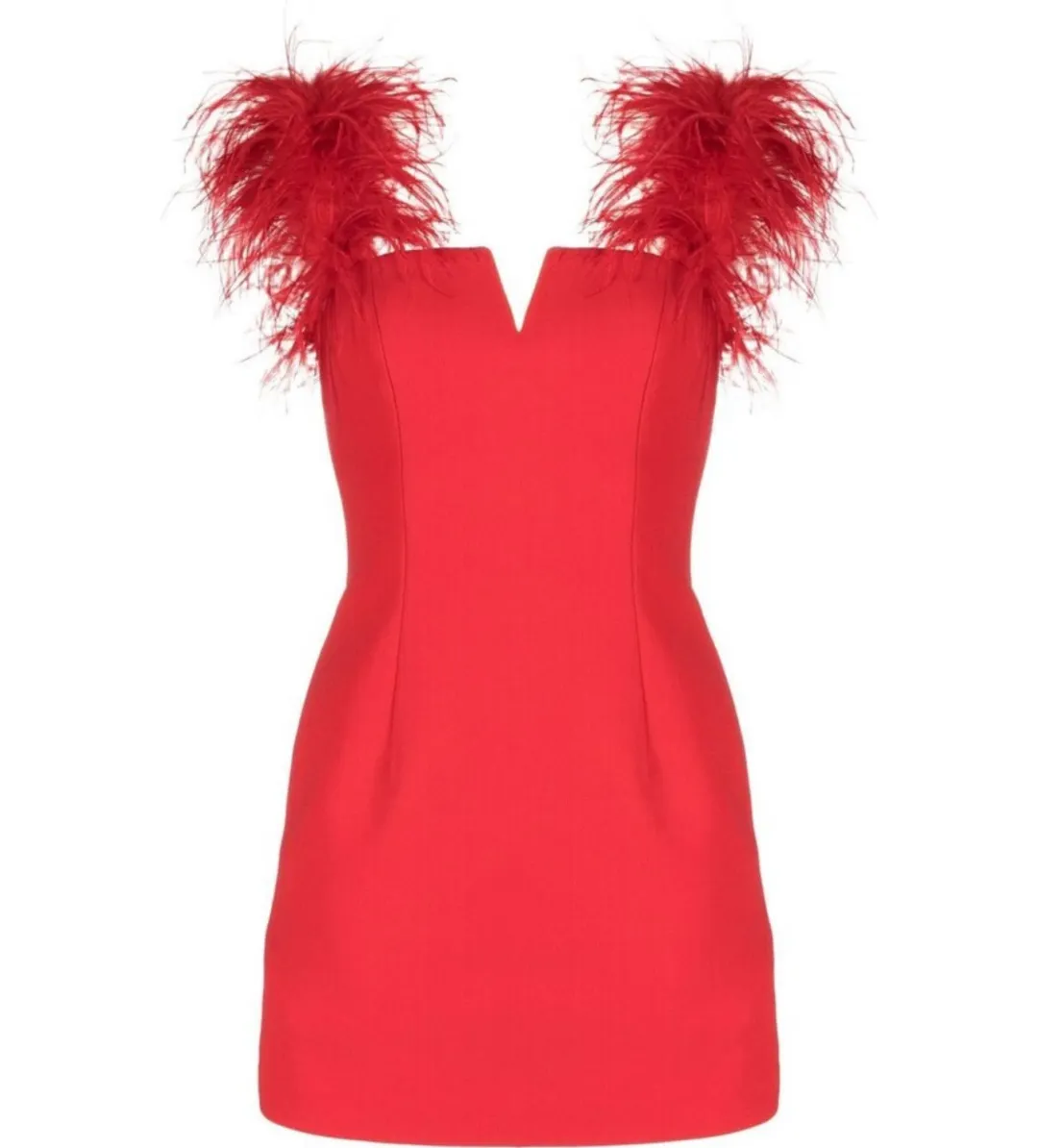 Rebecca Vallance Scarlett Feather Mini Dress Red Size 6 for rent on The Volte - main image