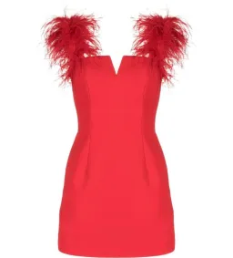 Rebecca Vallance Scarlett Feather Mini Dress Red Size 6 for rent on The Volte - image 3