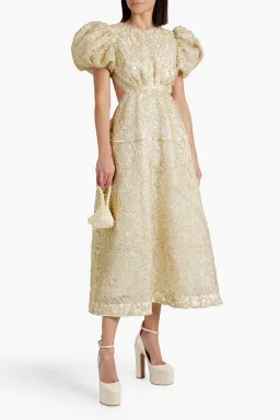 Aje Patina Lace Midi Dress Gold Size AU 16 for rent on The Volte - image 1