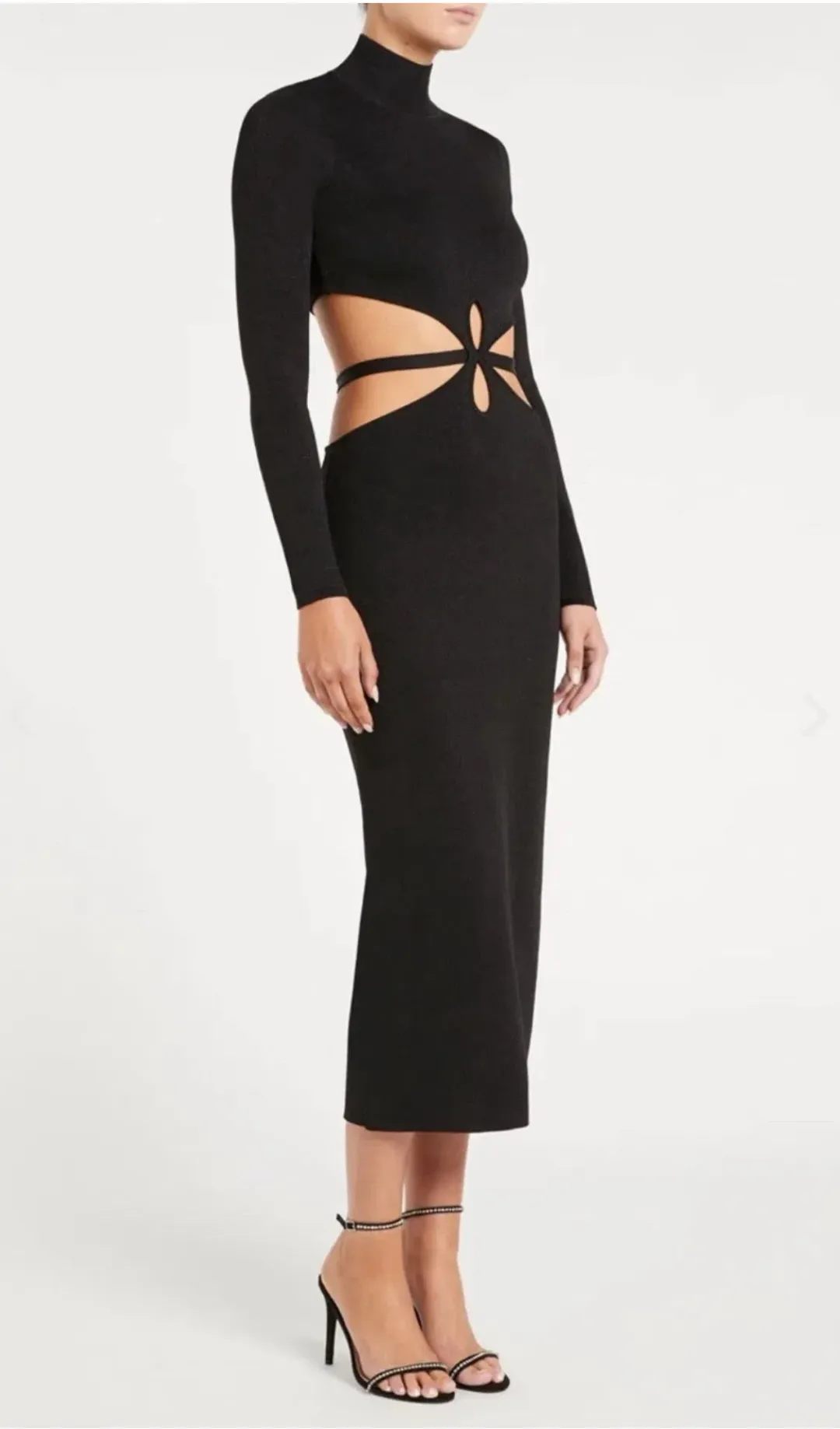 Rebecca Vallance Brianna Cutout Midi Dress Black Size S / Size AU 8 for rent on The Volte - main image