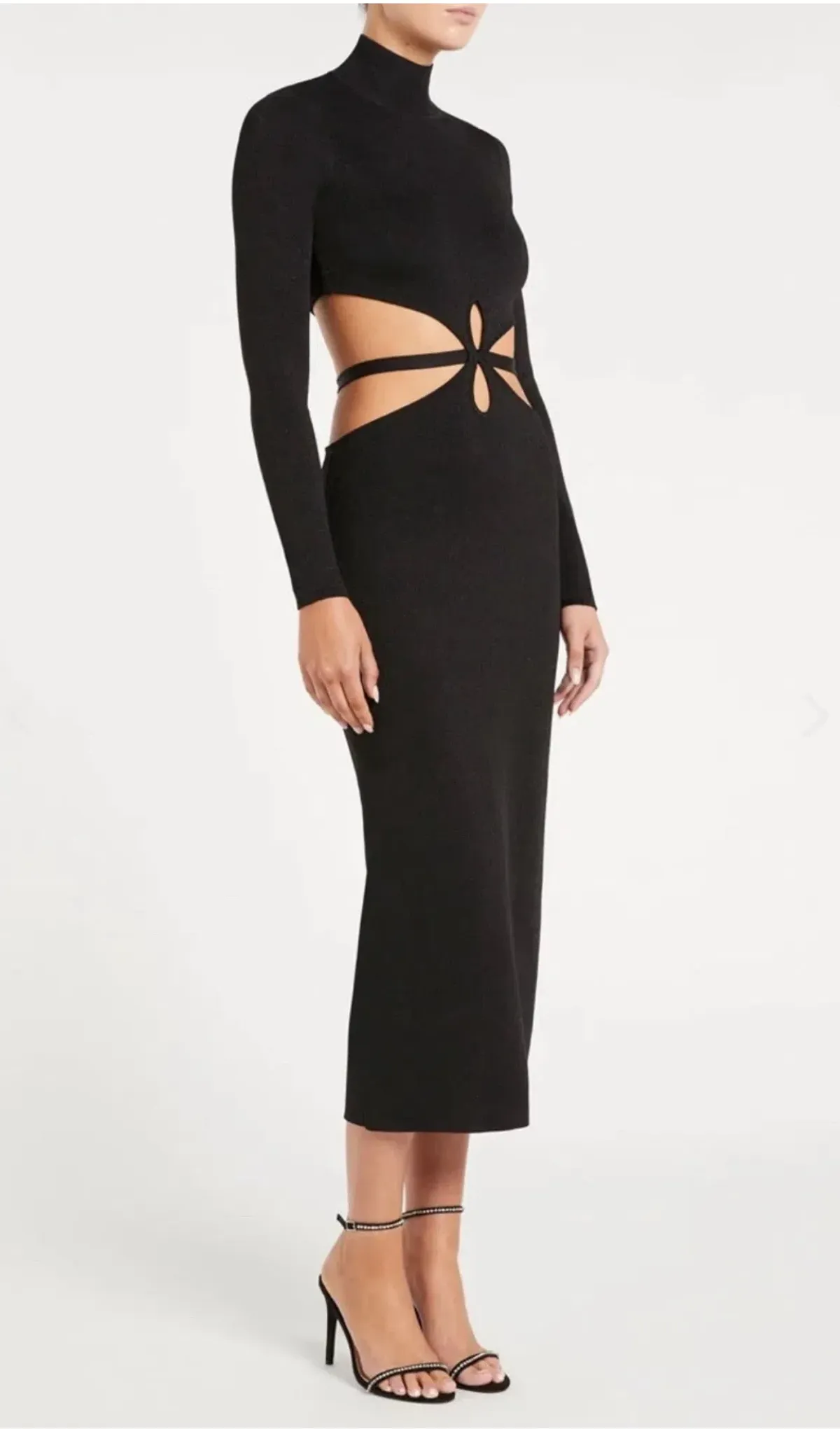 Rebecca Vallance Brianna Cutout Midi Dress Black Size S / Size AU 8 for rent on The Volte - main image
