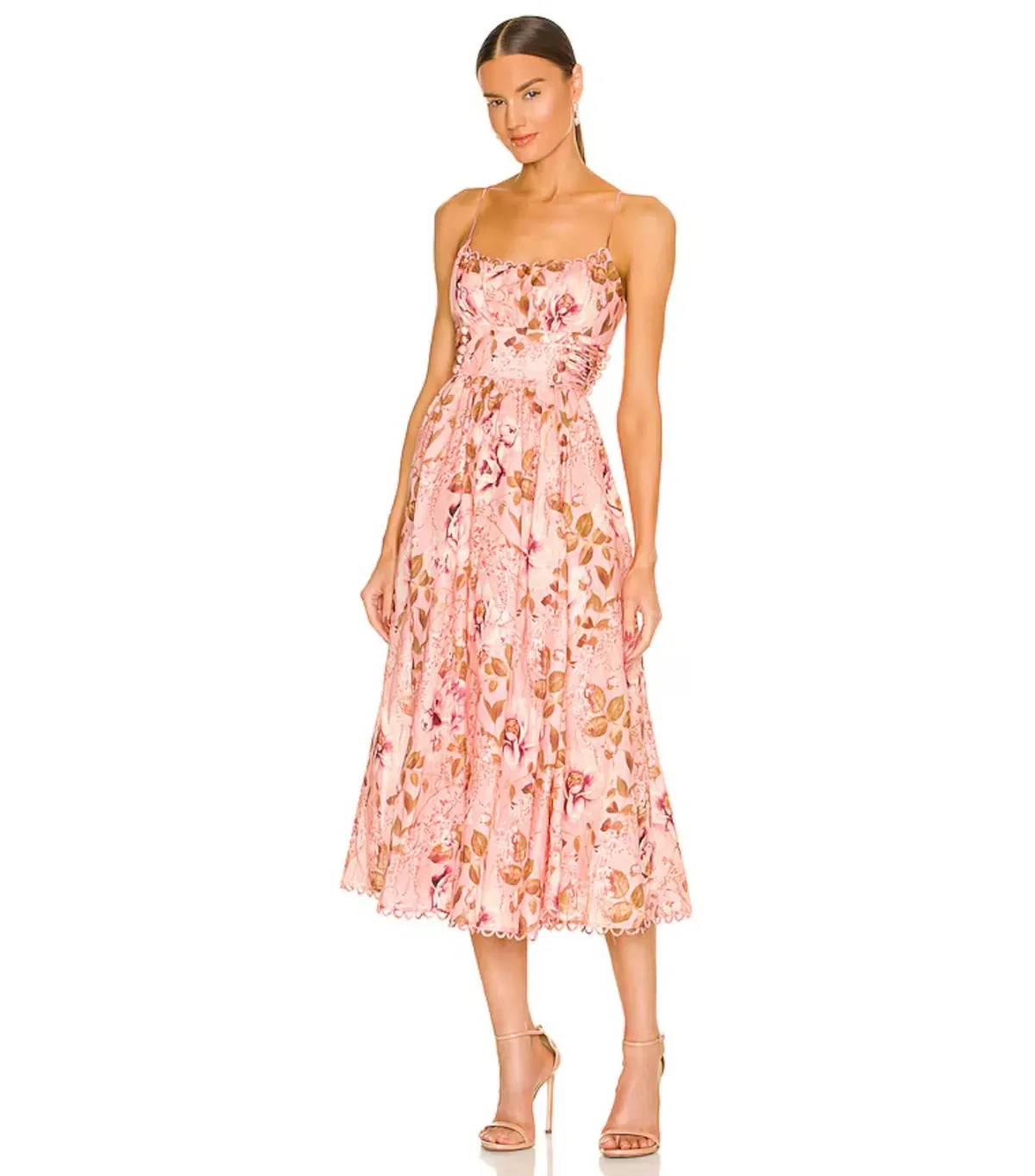 Zimmermann Rosa Laced Picnic Dress Pink Floral Size AU 10 for rent on The Volte - main image