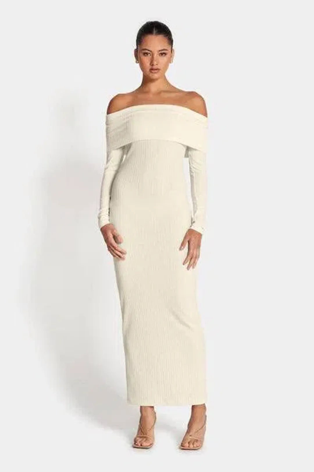 Sofia the Label Gia off the Shoulder  Dress Cream Size 10 for rent on The Volte - main image