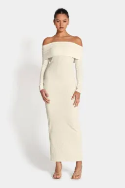 Sofia the Label Gia off the Shoulder  Dress Cream Size 10 for rent on The Volte - image 4