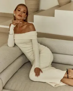 Sofia the Label Gia off the Shoulder  Dress Cream Size 10 for rent on The Volte - image 2