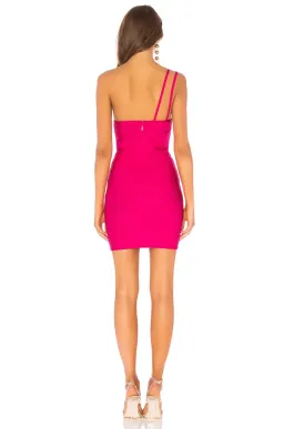 Superdown Krystal Asymmetrical Bandage Mini Dress Hot Pink Size 8 for rent on The Volte - image 2