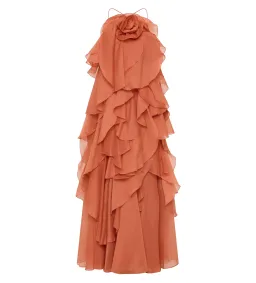 Aje Pandorea Layered Maxi Dress Coral Clay Size AU 14 for rent on The Volte - image 5
