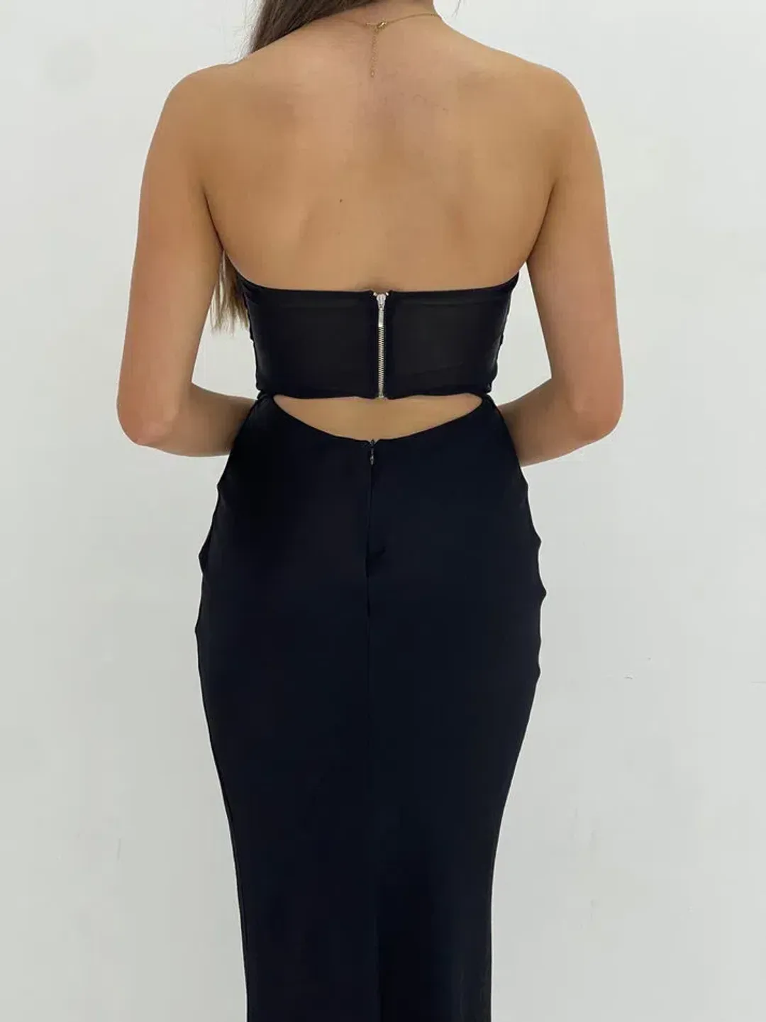 Bec + Bridge Halle Strapless Gown Maxi Black Size AU 8 for rent on The Volte - main image