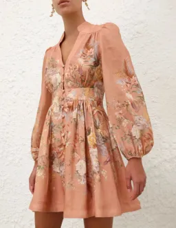 Zimmermann Tallow Plunge Mini Dress Pink Multi Floral Size AU 8 for rent on The Volte - image 5