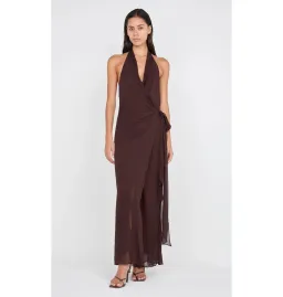 Bec Bridge Soneva Wrap Dress Dark Chocolate Size AU 8 for rent on The Volte - image 1