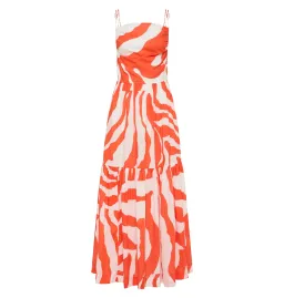 Aje Marley Tiered Maxi Dress in Coral Zebra Size AU 6 for rent on The Volte - image 6
