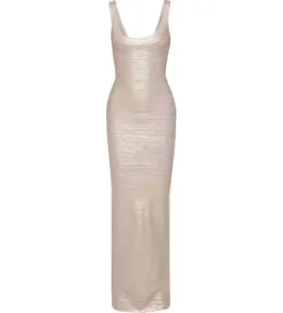 Herve Leger Ellen Bandage Gown Rose Gold Size S/AU 8 for rent on The Volte - image 4