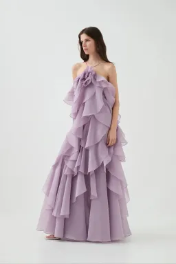 AJE Pandorea Layered Maxi Dress Lilac Size 8 for rent on The Volte - image 1
