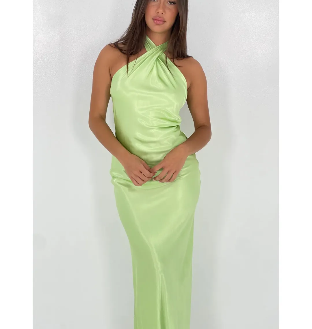 YLD Crossover Maxi Dress Lime Size XS / AU 6 for rent on The Volte - main image