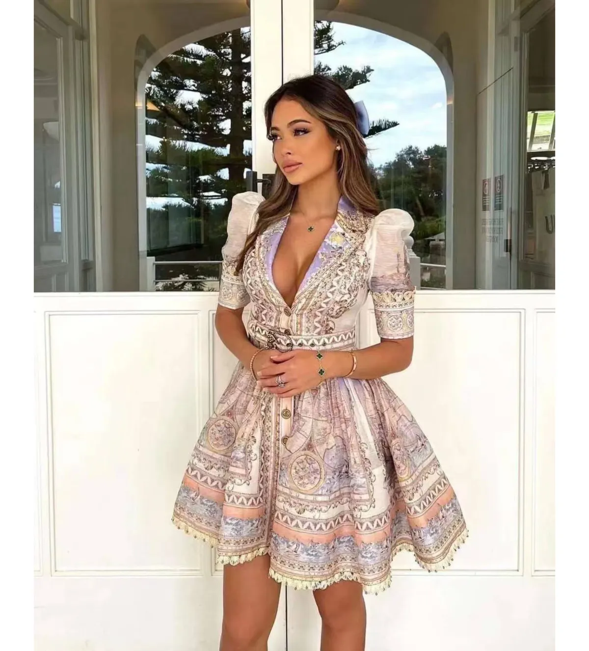 Zimmermann High Tide Mini Shirt Dress in Odyssey Print Size 2/AU 12 for rent on The Volte - main image