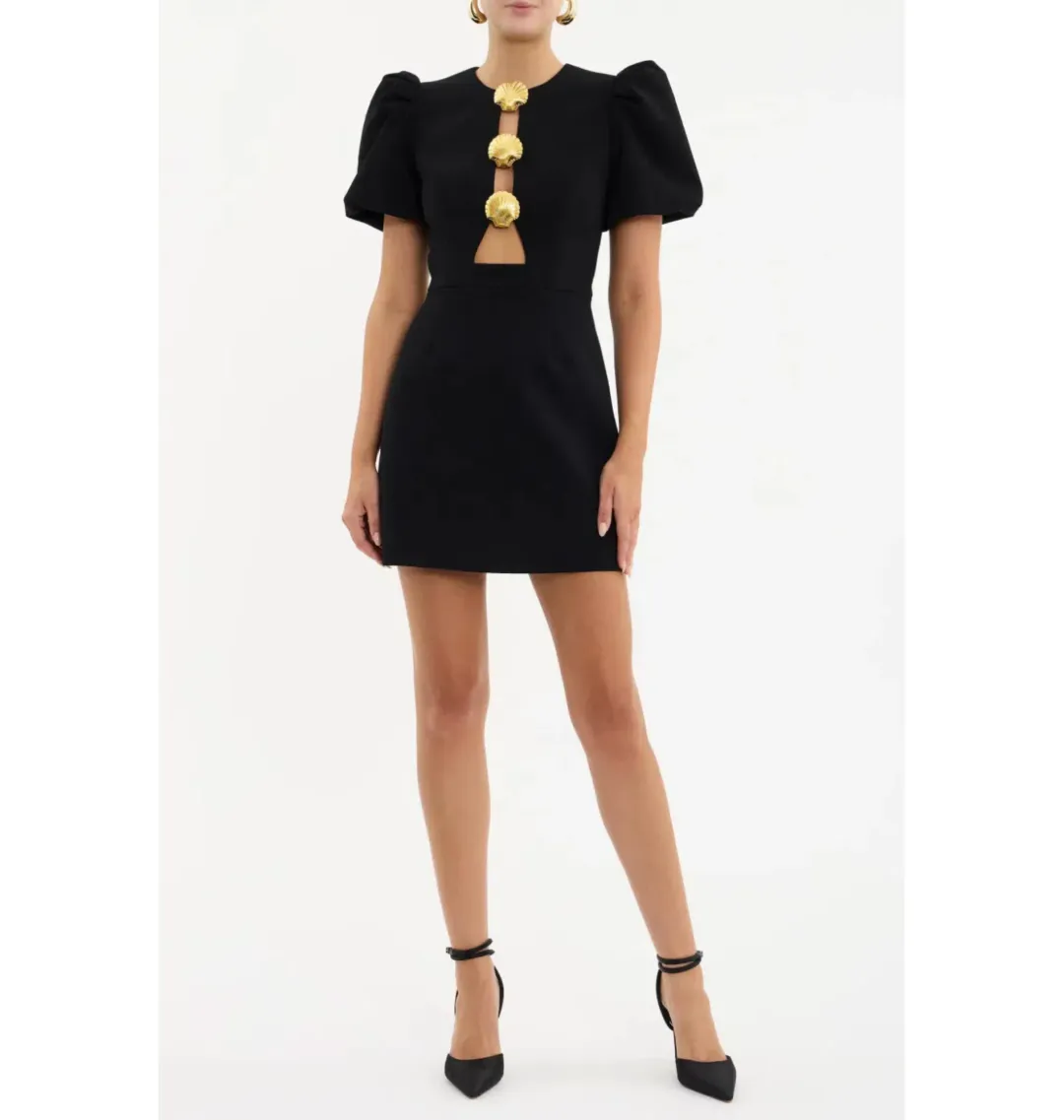 Rebecca Vallance Sirene Puff Mini Dress in Black Size AU 18 for rent on The Volte - main image