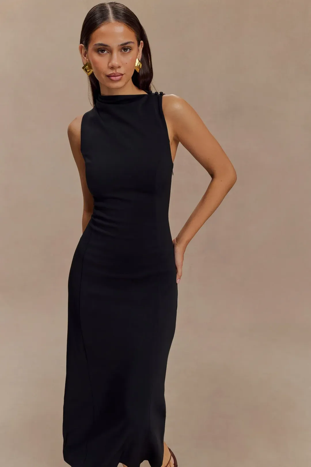 Meshki The Taylor Draped Crepe Midi Dress Size M / AU 10 for rent on The Volte - main image