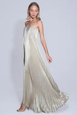 L'Idee Black Tie Gown Gold Shimmer Size 12 for rent on The Volte - image 5